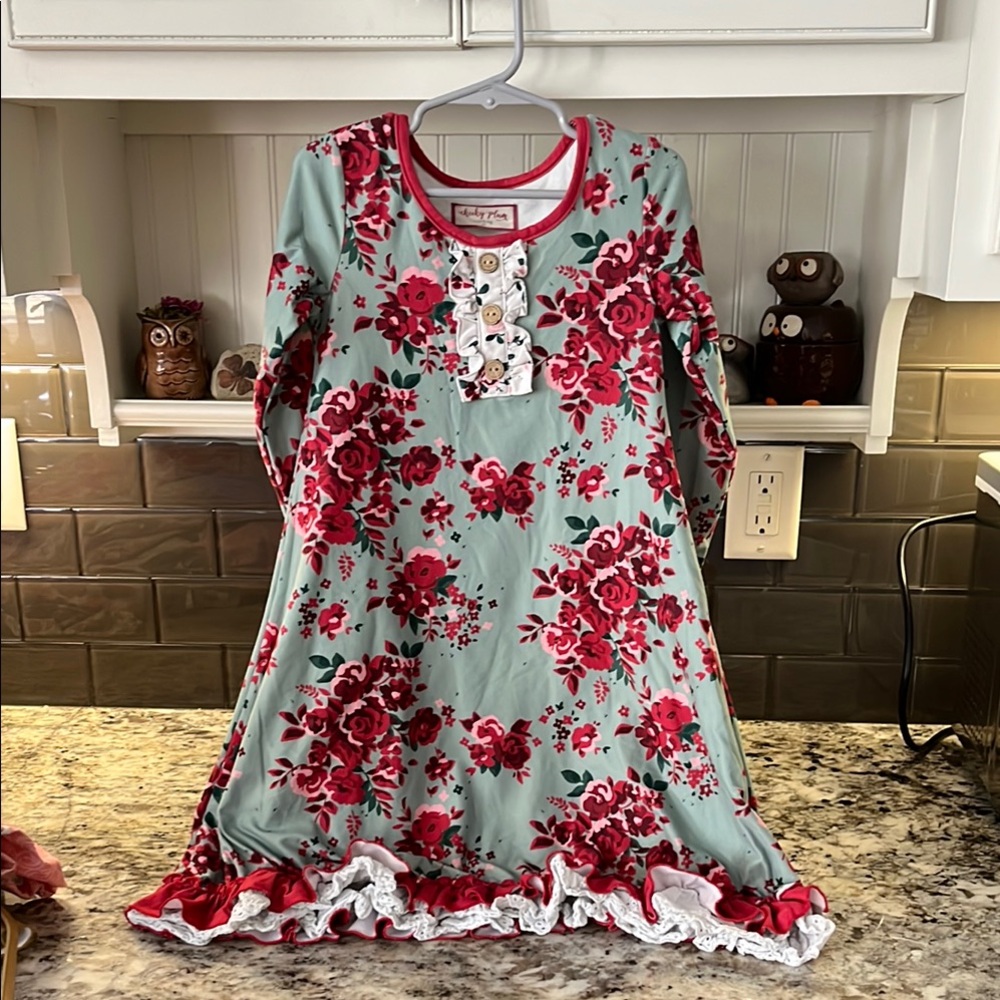 Cheeky Plum Floral Kids Pajamas - Red and Green